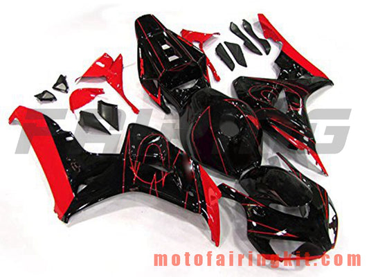 Fairing Kits Fit for CBR1000RR 2006 2007 CBR1000 RR 06 07 Plastic ABS Injection Mold Complete Motorcycle Body Aftermarket Bodywork Frame (Black & Red) B125