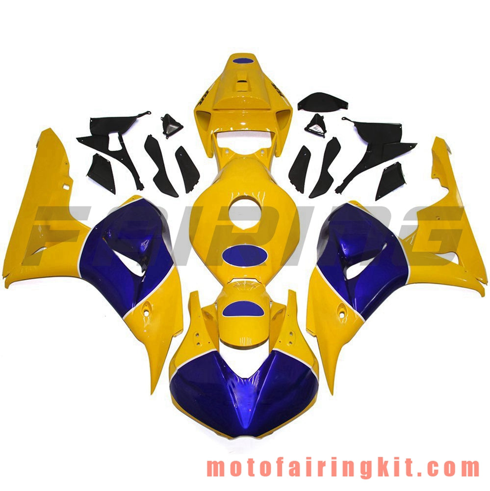 Fairing Kits Fit for CBR1000RR 2006 2007 CBR1000 RR 06 07 Plastic ABS Injection Mold Complete Motorcycle Body Aftermarket Bodywork Frame (Yellow & Blue) B132