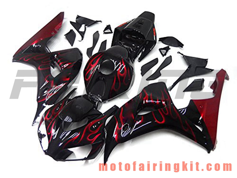 フェアリングキット CBR1000RR 2006 2007 CBR1000 RR 06 07 プラスチック ABS 射出成形 完全なオートバイボディ アフターマーケットボディワークフレーム (ブラック &amp; レッド) B134