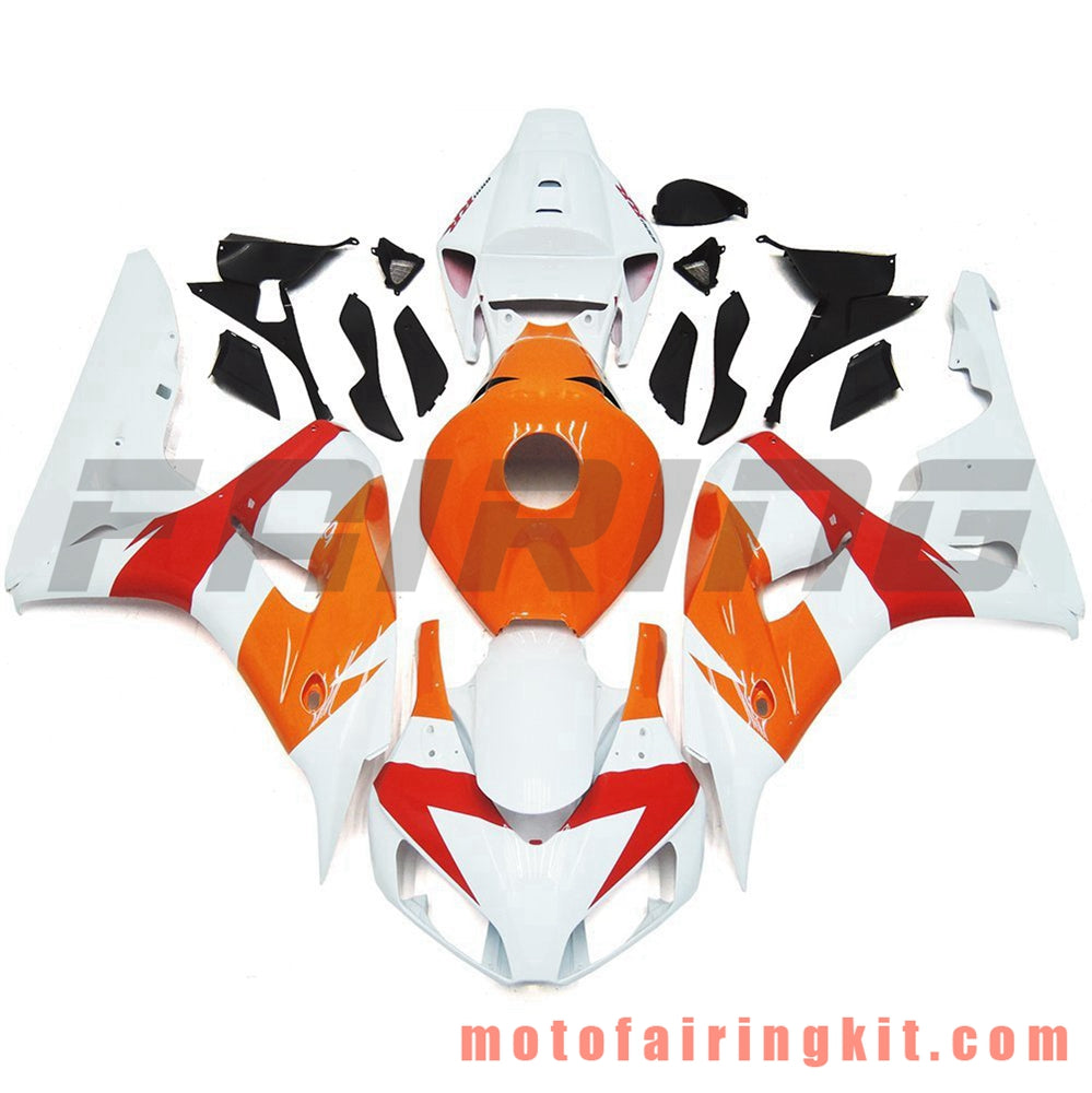 Fairing Kits Fit for CBR1000RR 2006 2007 CBR1000 RR 06 07 Plastic ABS Injection Mold Complete Motorcycle Body Aftermarket Bodywork Frame (Orange & White) B135