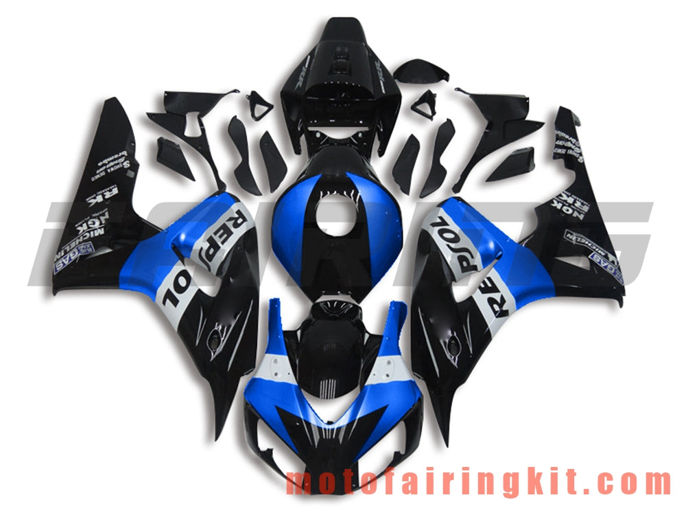 Kits de carenado aptos para CBR1000RR 2006 2007 CBR1000 RR 06 07 Molde de inyección de plástico ABS Carrocería completa para motocicleta Marco de carrocería de posventa (negro y azul) B163