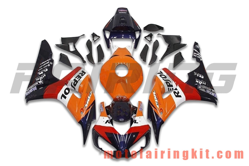 Fairing Kits Fit for CBR1000RR 2006 2007 CBR1000 RR 06 07 Plastic ABS Injection Mold Complete Motorcycle Body Aftermarket Bodywork Frame (Orange & Black) B172