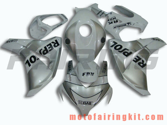 Fairing Kits Fit for CBR1000RR 2008 2009 2010 2011 CBR1000 RR 08 09 10 11 Plastic ABS Injection Mold Complete Motorcycle Body Aftermarket Bodywork Frame (Silver & White) B030