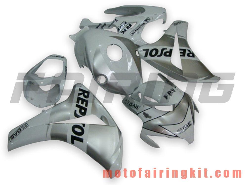 Fairing Kits Fit for CBR1000RR 2008 2009 2010 2011 CBR1000 RR 08 09 10 11 Plastic ABS Injection Mold Complete Motorcycle Body Aftermarket Bodywork Frame (Silver & White) B030