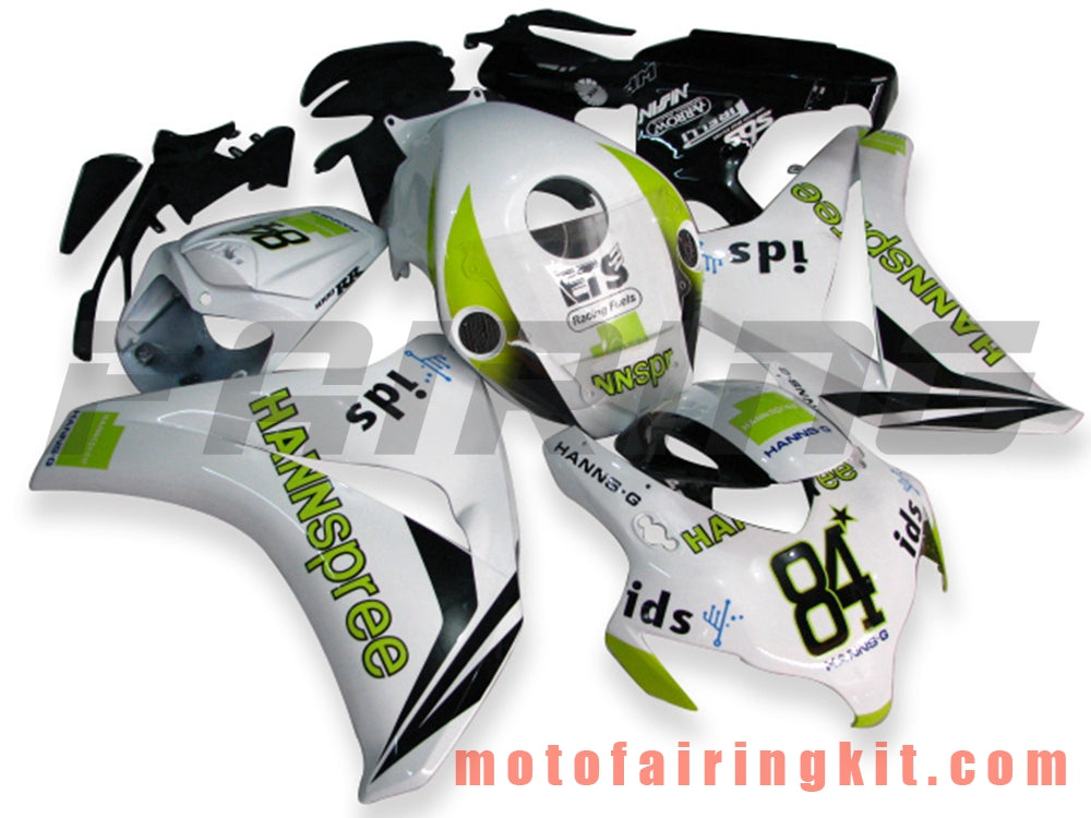 Fairing Kits Fit for CBR1000RR 2008 2009 2010 2011 CBR1000 RR 08 09 10 11 Plastic ABS Injection Mold Complete Motorcycle Body Aftermarket Bodywork Frame (White & Green) B041