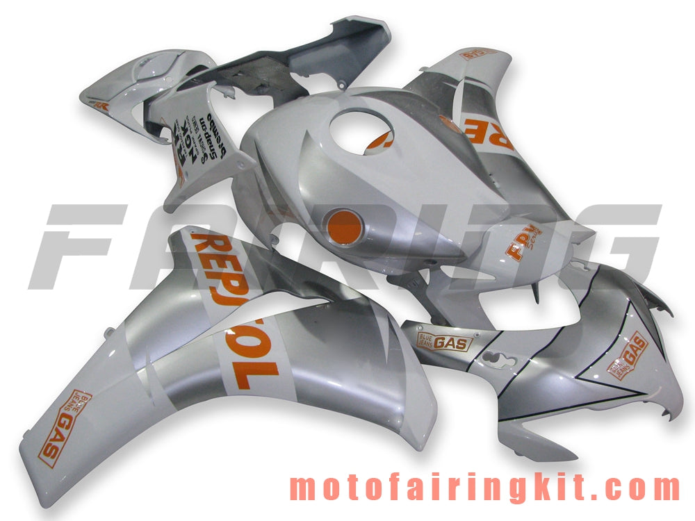 Fairing Kits Fit for CBR1000RR 2008 2009 2010 2011 CBR1000 RR 08 09 10 11 Plastic ABS Injection Mold Complete Motorcycle Body Aftermarket Bodywork Frame (Silver & White) B069