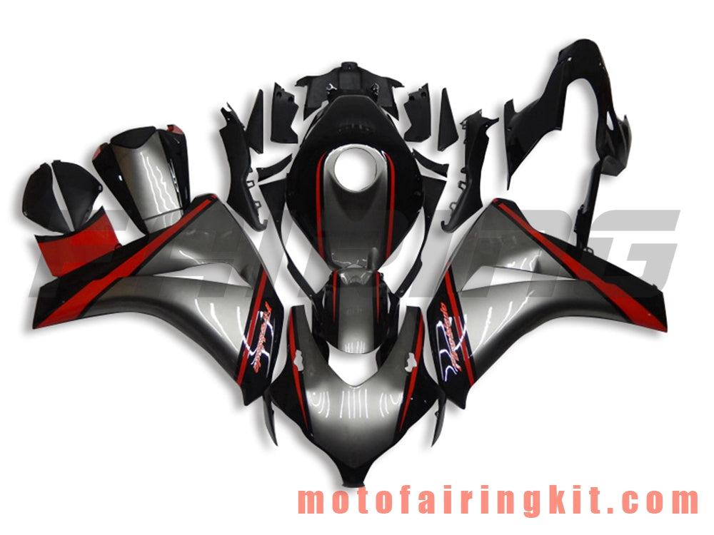 Fairing Kits Fit for CBR1000RR 2008 2009 2010 2011 CBR1000 RR 08 09 10 11 Plastic ABS Injection Mold Complete Motorcycle Body Aftermarket Bodywork Frame (Gray & Black) B080