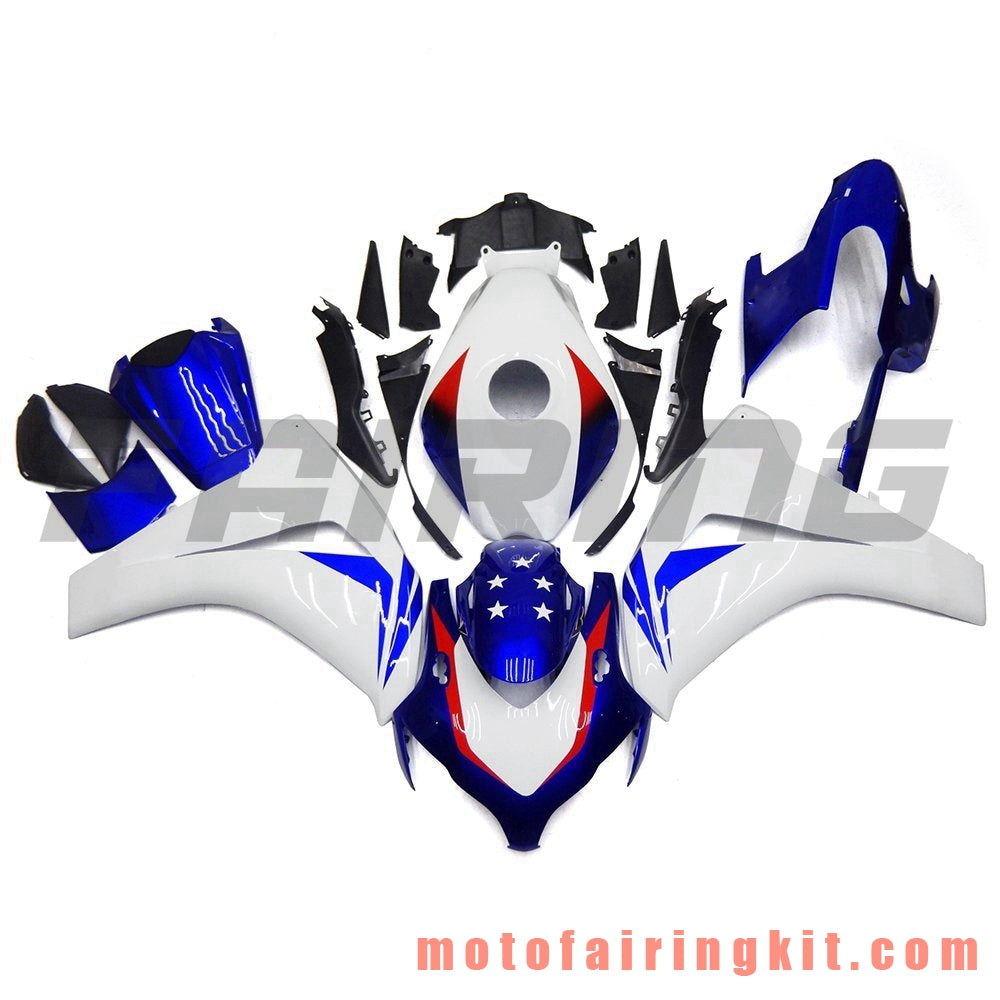 Fairing Kits Fit for CBR1000RR 2008 2009 2010 2011 CBR1000 RR 08 09 10 11 Plastic ABS Injection Mold Complete Motorcycle Body Aftermarket Bodywork Frame (White & Blue) B084