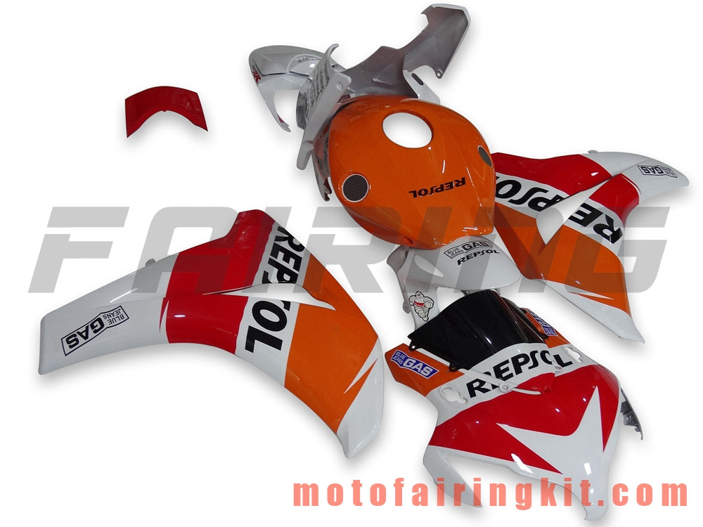 Fairing Kits Fit for CBR1000RR 2008 2009 2010 2011 CBR1000 RR 08 09 10 11 Plastic ABS Injection Mold Complete Motorcycle Body Aftermarket Bodywork Frame (Orange & White) B098