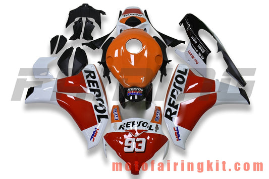 Fairing Kits Fit for CBR1000RR 2008 2009 2010 2011 CBR1000 RR 08 09 10 11 Plastic ABS Injection Mold Complete Motorcycle Body Aftermarket Bodywork Frame (Orange & White) B125