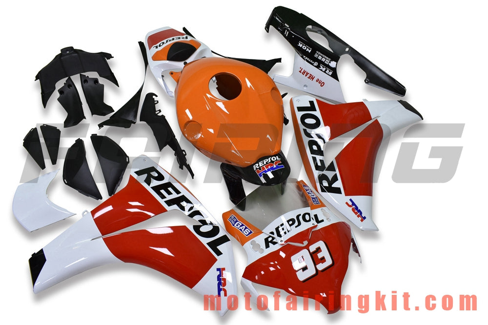 Fairing Kits Fit for CBR1000RR 2008 2009 2010 2011 CBR1000 RR 08 09 10 11 Plastic ABS Injection Mold Complete Motorcycle Body Aftermarket Bodywork Frame (Orange & White) B125