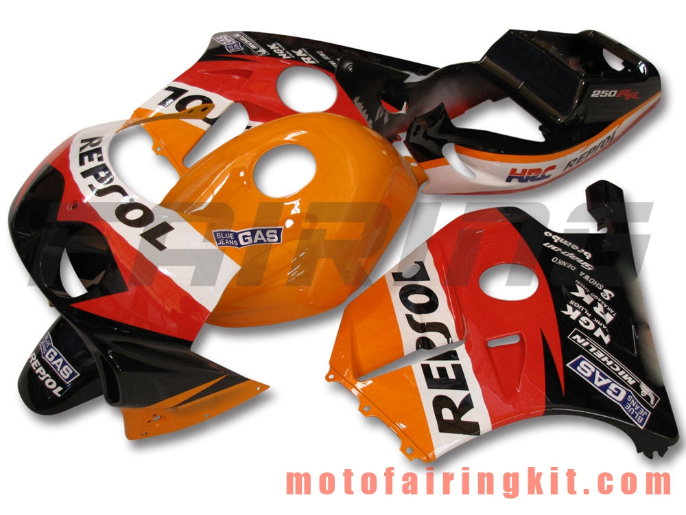 Kits de carenado aptos para CBR250RR MC22 1990 1991 1992 1993 1994 CBR250RR 90 - 94 Molde de inyección de plástico ABS Carrocería completa para motocicleta Carrocería del mercado de accesorios Marco (naranja y negro) B013