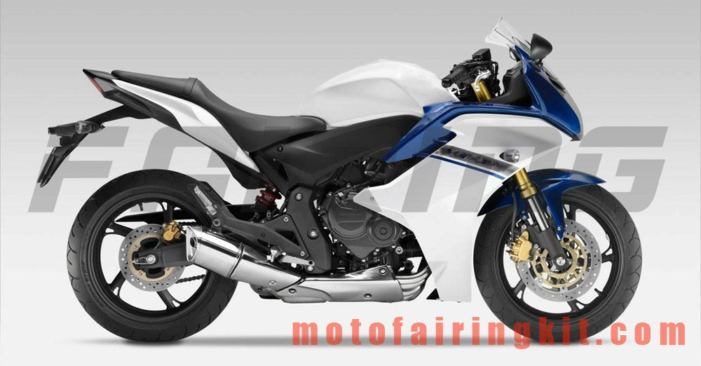 Kits de carenado aptos para CBR600F 2011 2012 2013 CBR600 F 11 12 13 Molde de inyección de plástico ABS Carrocería completa para motocicleta Marco de carrocería de posventa (blanco y azul) B005