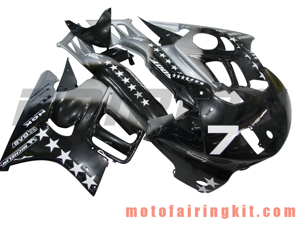 Fairing Kits Fit for CBR600F3 CBR600F 1995 1996 CBR600 F3 95 96 Plastic ABS Injection Mold Complete Motorcycle Body Aftermarket Bodywork Frame (Black & Silver) B007