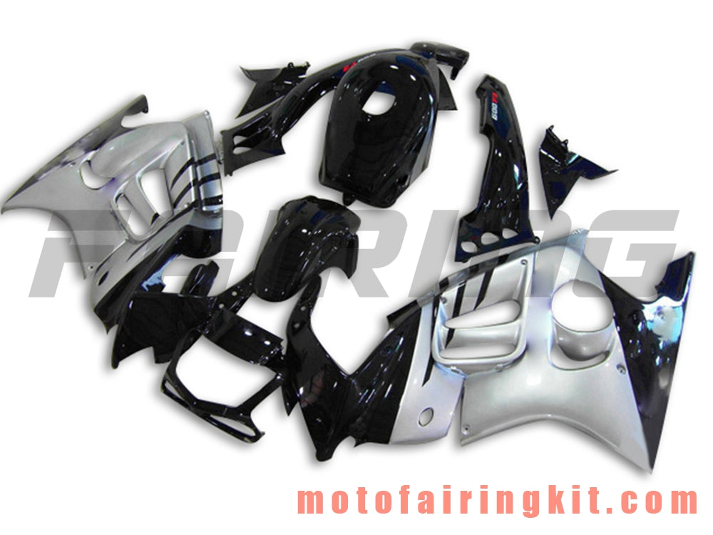 Fairing Kits Fit for CBR600F3 CBR600F 1995 1996 CBR600 F3 95 96 Plastic ABS Injection Mold Complete Motorcycle Body Aftermarket Bodywork Frame (Black & Silver) B011