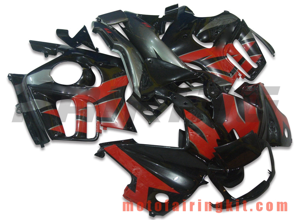 Fairing Kits Fit for CBR600F3 CBR600F 1997 1998 CBR 600 F3 97 98 Plastic ABS Injection Mold Complete Motorcycle Body Aftermarket Bodywork Frame (Black & Red) B005