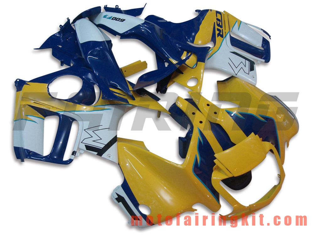 Fairing Kits Fit for CBR600F3 CBR600F 1997 1998 CBR 600 F3 97 98 Plastic ABS Injection Mold Complete Motorcycle Body Aftermarket Bodywork Frame (Yellow & Blue) B006