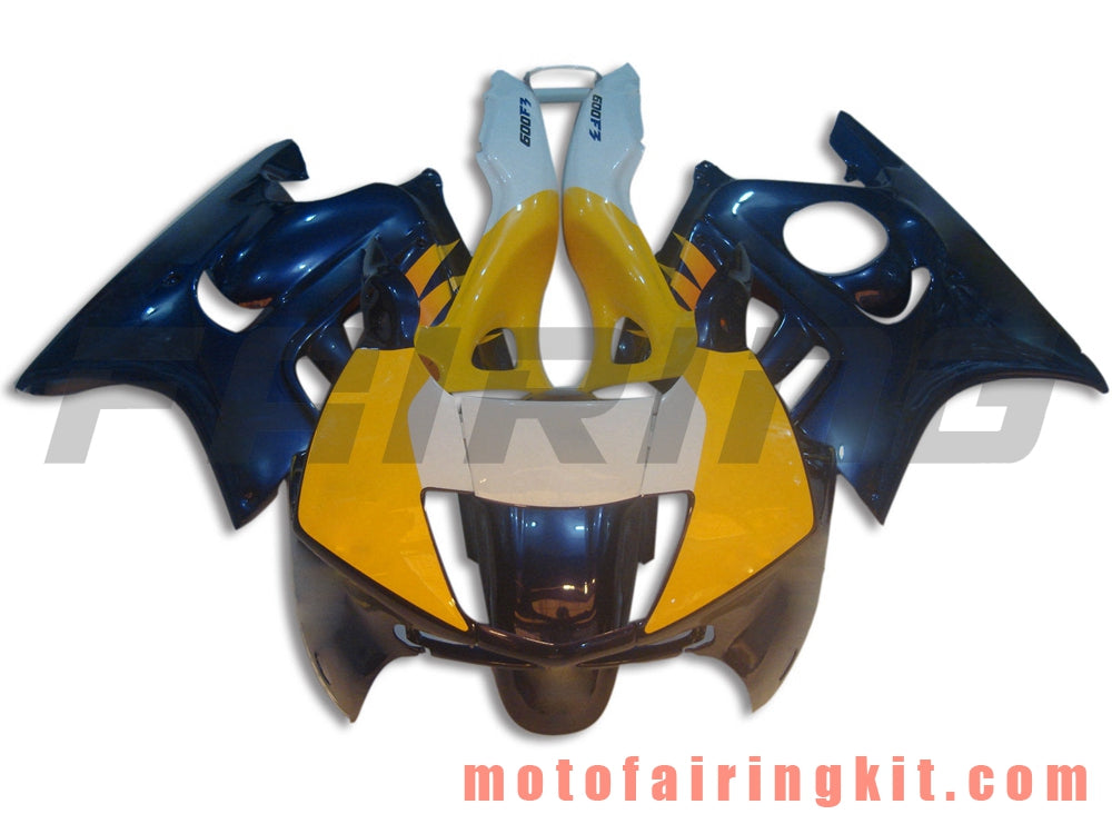 Fairing Kits Fit for CBR600F3 CBR600F 1997 1998 CBR 600 F3 97 98 Plastic ABS Injection Mold Complete Motorcycle Body Aftermarket Bodywork Frame (Yellow & Deep Blue) B008