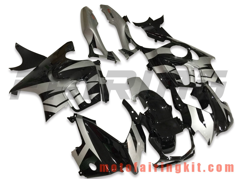 Fairing Kits Fit for CBR600F3 CBR600F 1997 1998 CBR 600 F3 97 98 Plastic ABS Injection Mold Complete Motorcycle Body Aftermarket Bodywork Frame (Black & Silver) B025