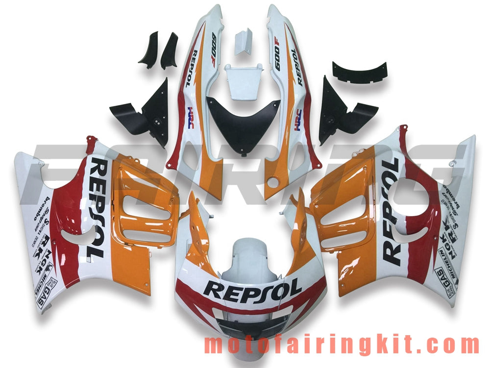 Fairing Kits Fit for CBR600F3 CBR600F 1997 1998 CBR 600 F3 97 98 Plastic ABS Injection Mold Complete Motorcycle Body Aftermarket Bodywork Frame (Orange & White) B041