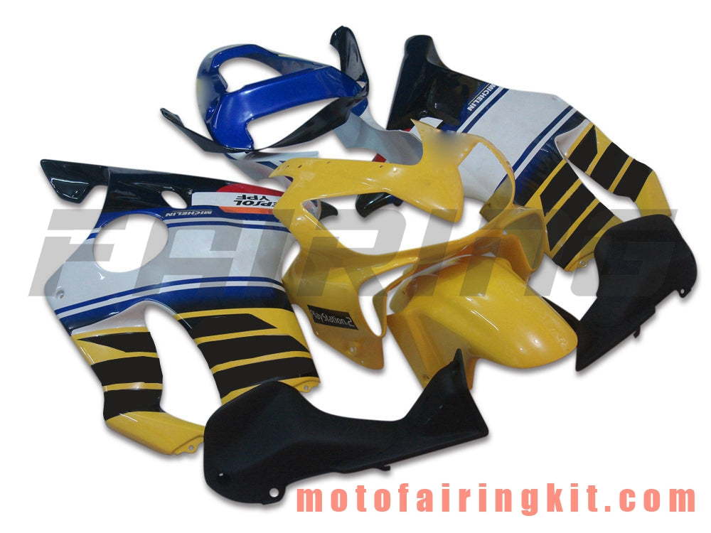 Fairing Kits Fit for CBR600F4i 2001 2002 2003 CBR600 F4i 01 02 03 Plastic ABS Injection Mold Complete Motorcycle Body Aftermarket Bodywork Frame (Yellow & White) B007