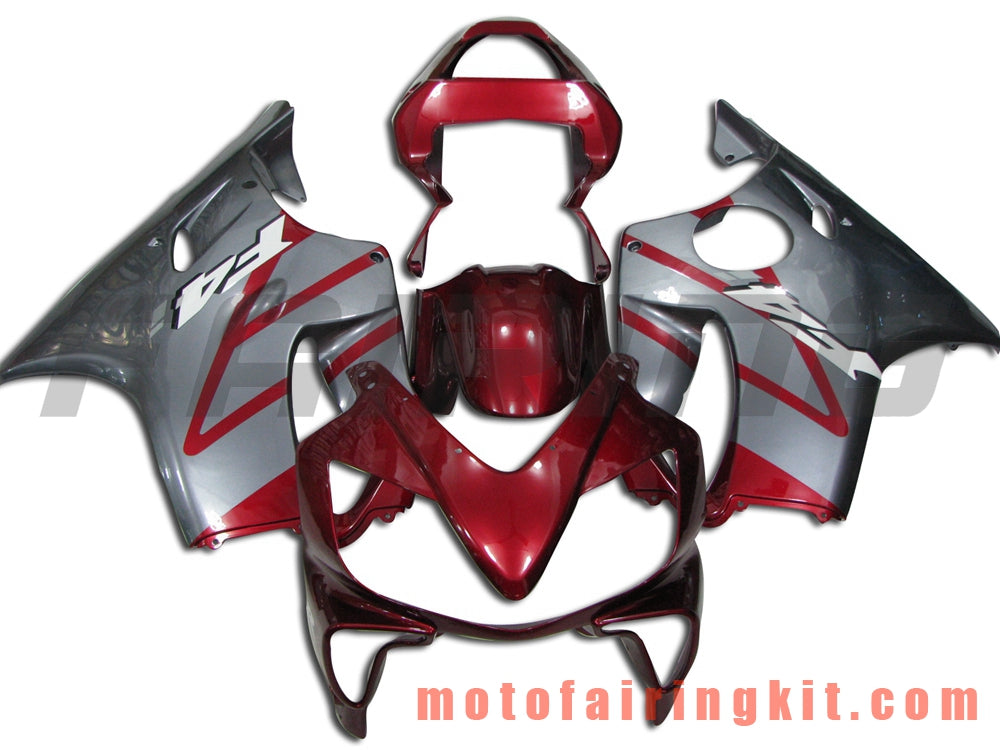 Fairing Kits Fit for CBR600F4i 2001 2002 2003 CBR600 F4i 01 02 03 Plastic ABS Injection Mold Complete Motorcycle Body Aftermarket Bodywork Frame (Silver & Red) B021