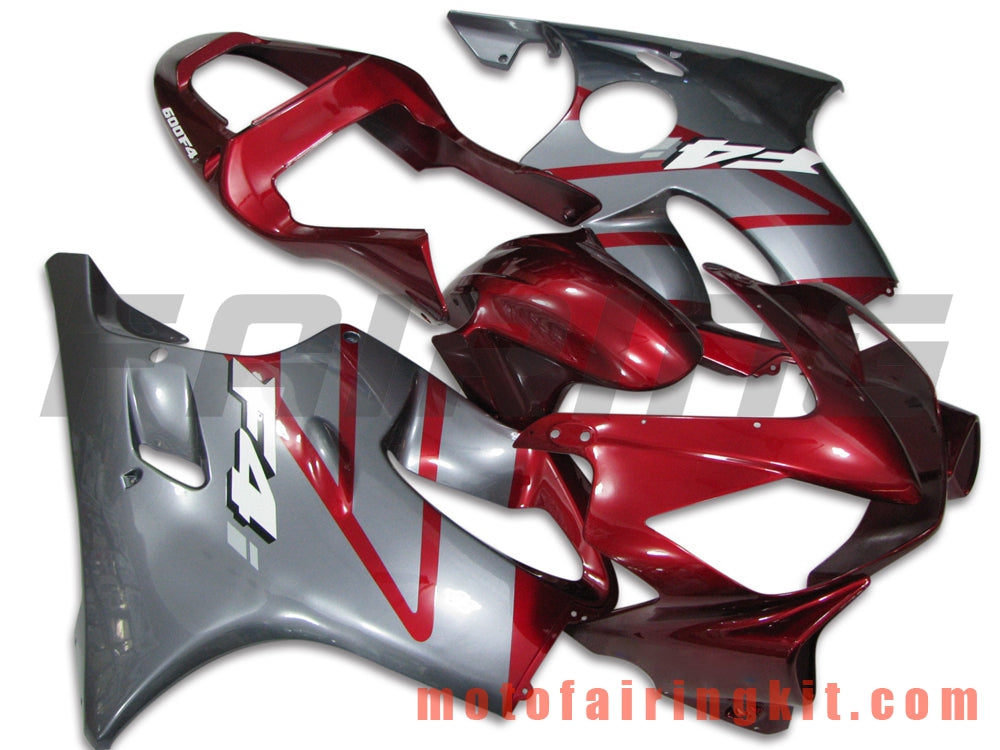 Fairing Kits Fit for CBR600F4i 2001 2002 2003 CBR600 F4i 01 02 03 Plastic ABS Injection Mold Complete Motorcycle Body Aftermarket Bodywork Frame (Silver & Red) B021