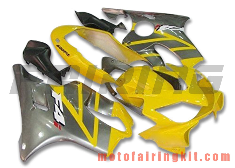 Fairing Kits Fit for CBR600F4i 2001 2002 2003 CBR600 F4i 01 02 03 Plastic ABS Injection Mold Complete Motorcycle Body Aftermarket Bodywork Frame (Yellow & Gray) B072