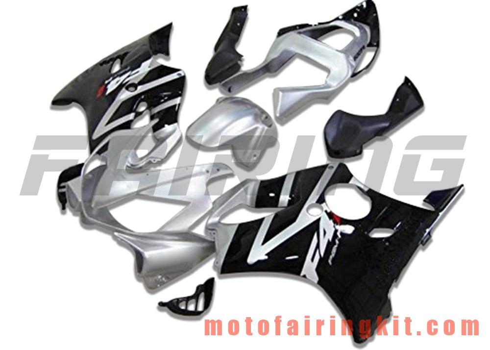 Fairing Kits Fit for CBR600F4i 2001 2002 2003 CBR600 F4i 01 02 03 Plastic ABS Injection Mold Complete Motorcycle Body Aftermarket Bodywork Frame (Black & Silver) B074