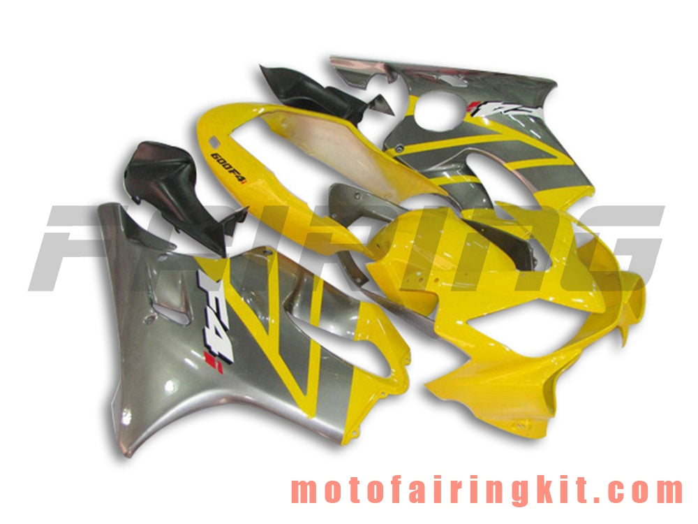 Fairing Kits Fit for CBR600F4i 2004 2005 2006 2007 CBR600 F4i 04 05 06 07 Plastic ABS Injection Mold Complete Motorcycle Body Aftermarket Bodywork Frame (Yellow & Gray) B025