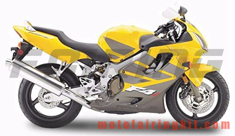 Fairing Kits Fit for CBR600F4i 2004 2005 2006 2007 CBR600 F4i 04 05 06 07 Plastic ABS Injection Mold Complete Motorcycle Body Aftermarket Bodywork Frame (Yellow & Gray) B038