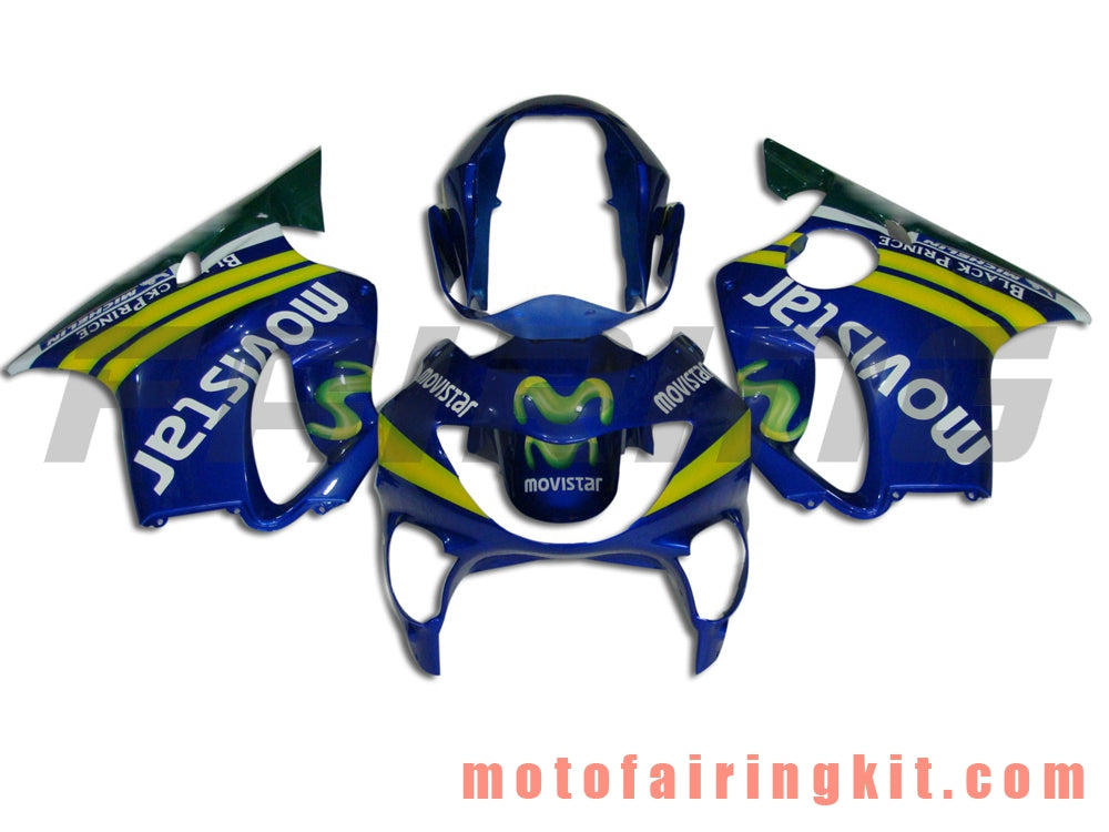 Kits de carenado aptos para CBR600F4 1999 2000 CBR600 F4 99 00 Molde de inyección de plástico ABS Carrocería completa para motocicleta Carrocería del mercado de accesorios Marco (azul y amarillo) B015