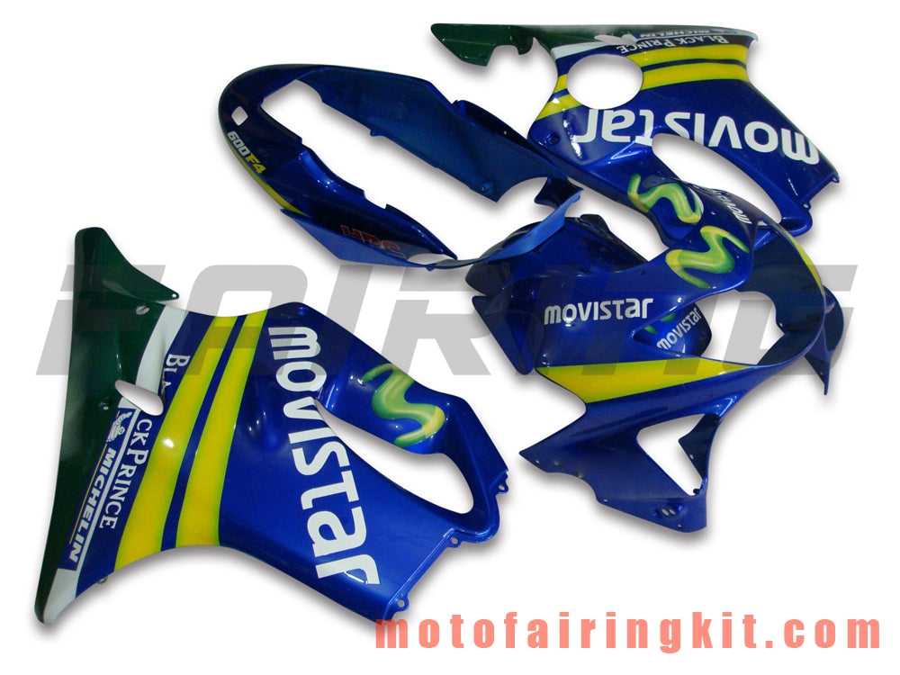 Kits de carenado aptos para CBR600F4 1999 2000 CBR600 F4 99 00 Molde de inyección de plástico ABS Carrocería completa para motocicleta Carrocería del mercado de accesorios Marco (azul y amarillo) B015