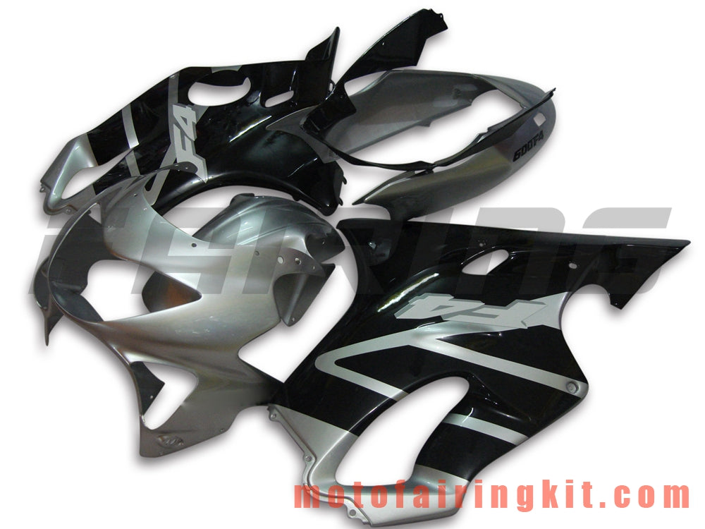 Fairing Kits Fit for CBR600F4 1999 2000 CBR600 F4 99 00 Plastic ABS Injection Mold Complete Motorcycle Body Aftermarket Bodywork Frame (Black & Silver) B018