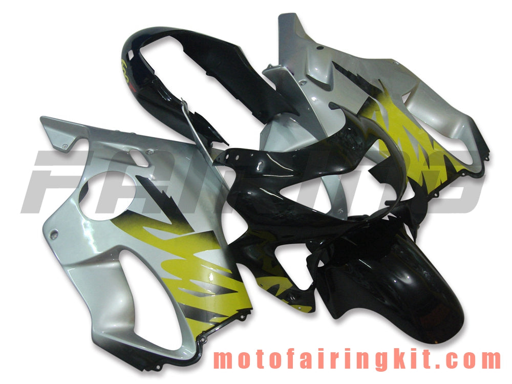 Fairing Kits Fit for CBR600F4 1999 2000 CBR600 F4 99 00 Plastic ABS Injection Mold Complete Motorcycle Body Aftermarket Bodywork Frame (Black & Silver) B019