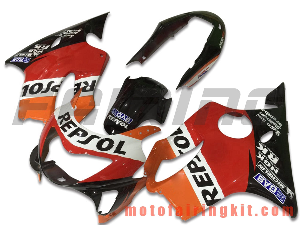 Kits de carenado aptos para CBR600F4 1999 2000 CBR600 F4 99 00 Molde de inyección de plástico ABS Carrocería completa para motocicleta Marco de carrocería de posventa (rojo y naranja) B029