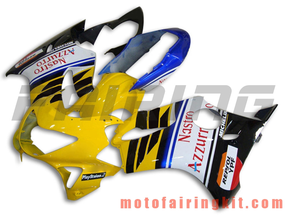 Kits de carenado aptos para CBR600F4 1999 2000 CBR600 F4 99 00 Molde de inyección de plástico ABS Carrocería completa para motocicleta Carrocería del mercado de accesorios Marco (amarillo y azul) B041