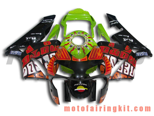 Kits de carenado aptos para CBR600RR 2003 2004 CBR600 RR 03 04 Molde de inyección de plástico ABS Carrocería completa para motocicleta Carrocería del mercado de accesorios Marco (naranja y verde) B004