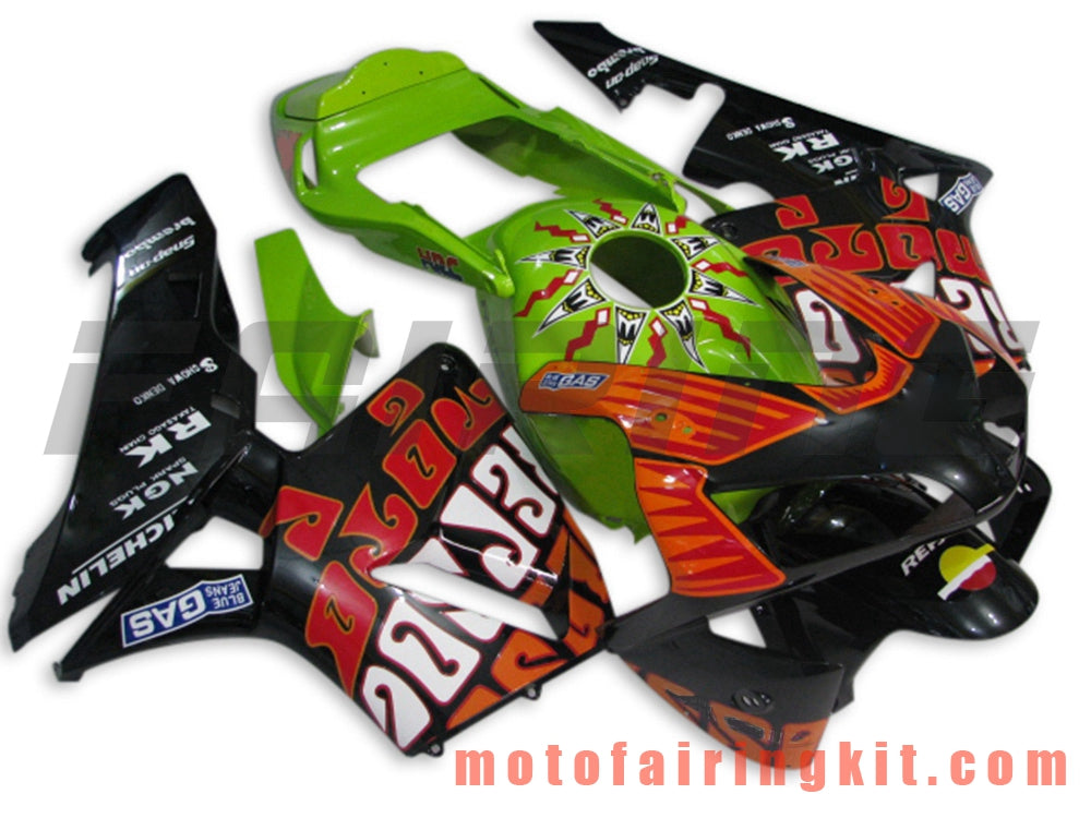 Kits de carenado aptos para CBR600RR 2003 2004 CBR600 RR 03 04 Molde de inyección de plástico ABS Carrocería completa para motocicleta Carrocería del mercado de accesorios Marco (naranja y verde) B004