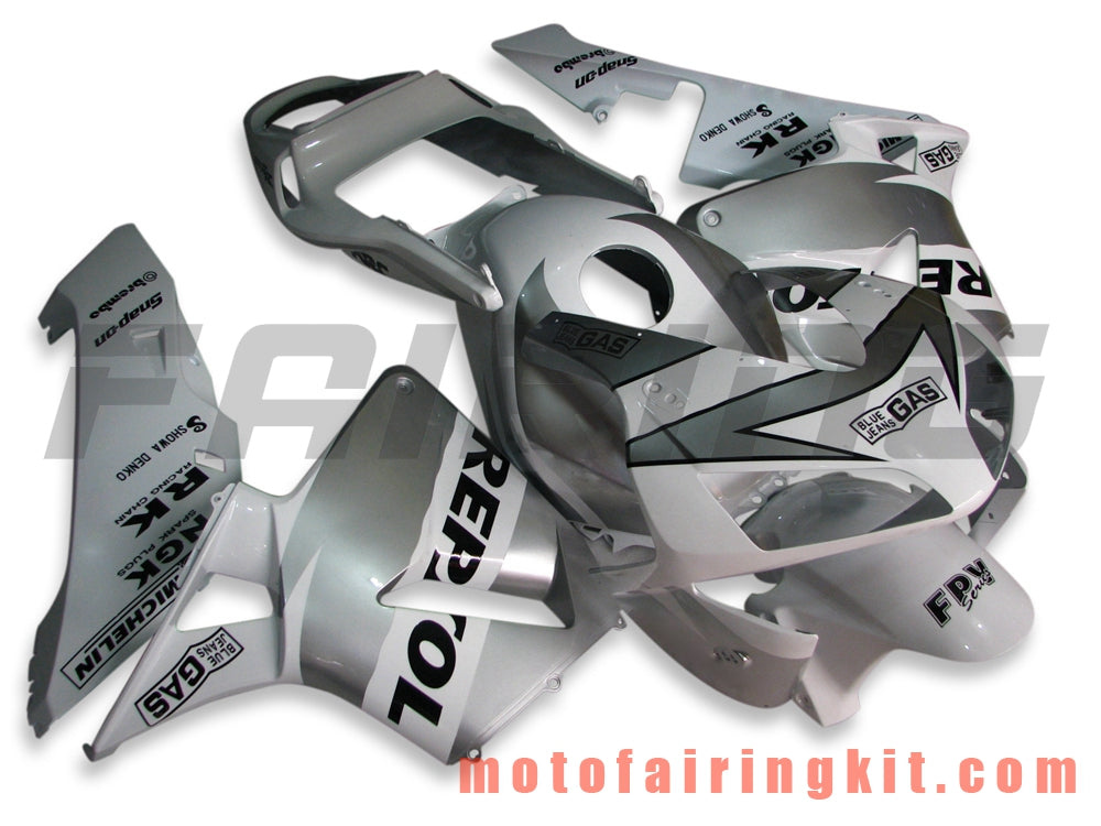 Fairing Kits Fit for CBR600RR 2003 2004 CBR600 RR 03 04 Plastic ABS Injection Mold Complete Motorcycle Body Aftermarket Bodywork Frame (Silver & White) B034