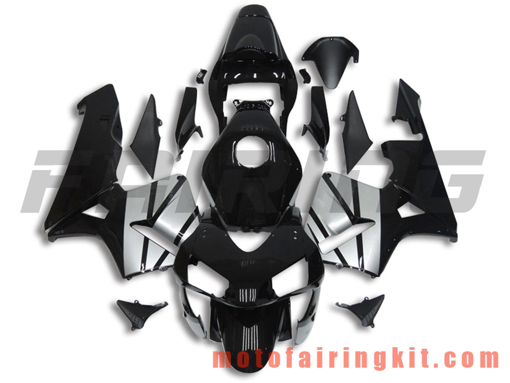 Fairing Kits Fit for CBR600RR 2003 2004 CBR600 RR 03 04 Plastic ABS Injection Mold Complete Motorcycle Body Aftermarket Bodywork Frame (Black & Silver) B070