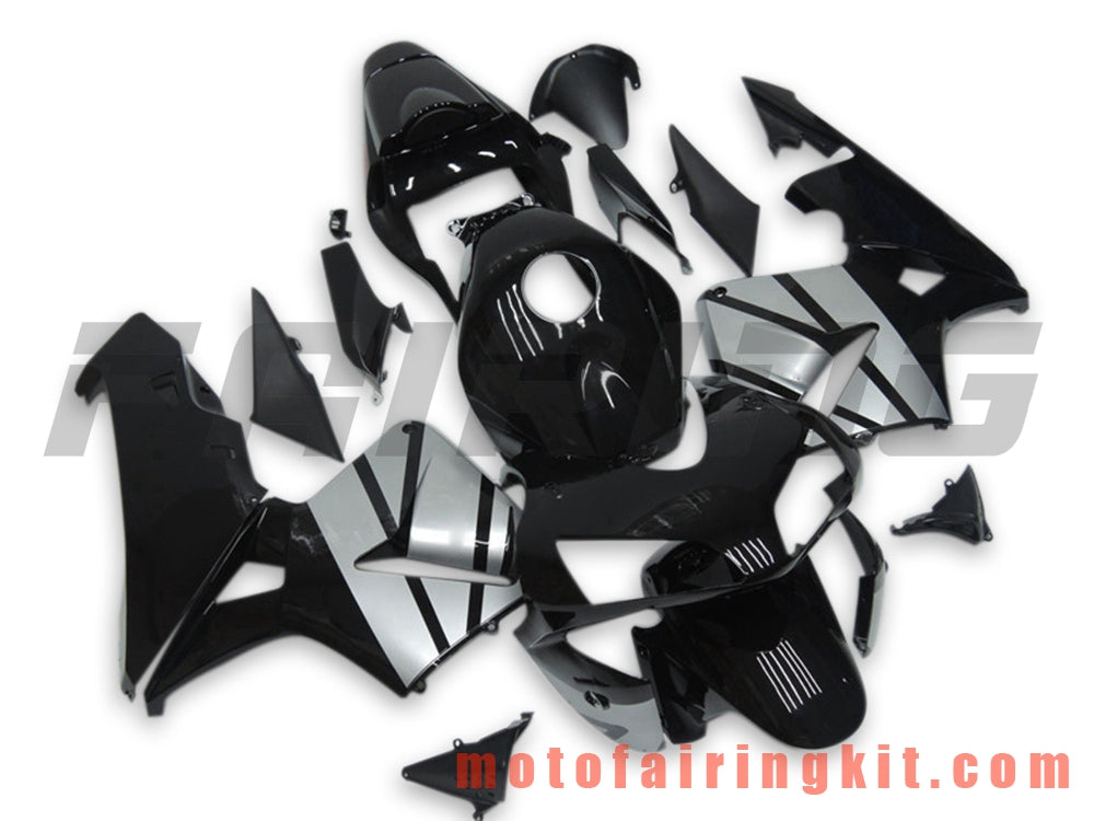 Fairing Kits Fit for CBR600RR 2003 2004 CBR600 RR 03 04 Plastic ABS Injection Mold Complete Motorcycle Body Aftermarket Bodywork Frame (Black & Silver) B070