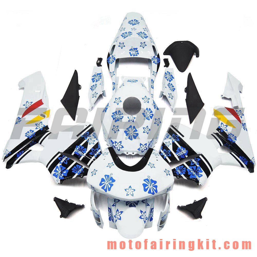 Kits de carenado aptos para CBR600RR 2003 2004 CBR600 RR 03 04 Molde de inyección de plástico ABS Carrocería completa para motocicleta Carrocería del mercado de accesorios Marco (blanco y azul) B077