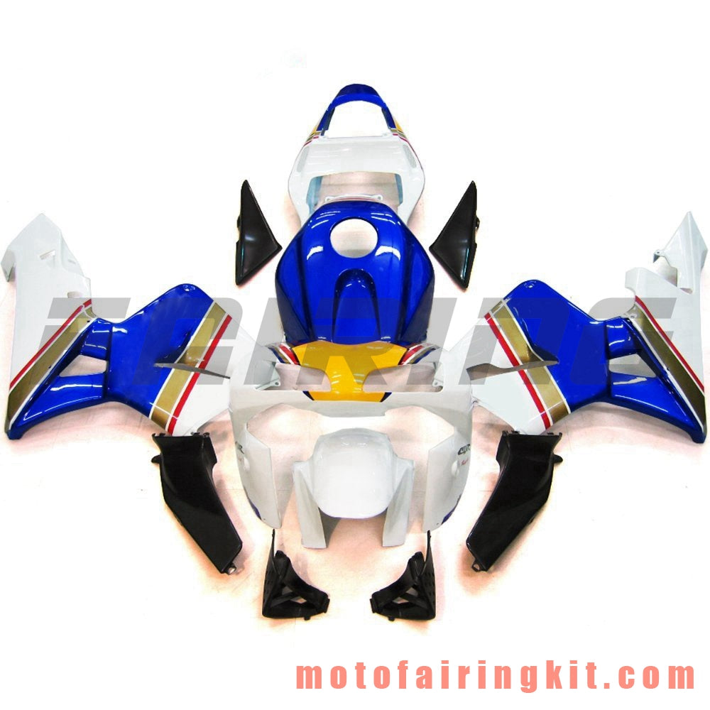 Kits de carenado aptos para CBR600RR 2003 2004 CBR600 RR 03 04 Molde de inyección de plástico ABS Carrocería completa para motocicleta Marco de carrocería de posventa (blanco y azul) B087