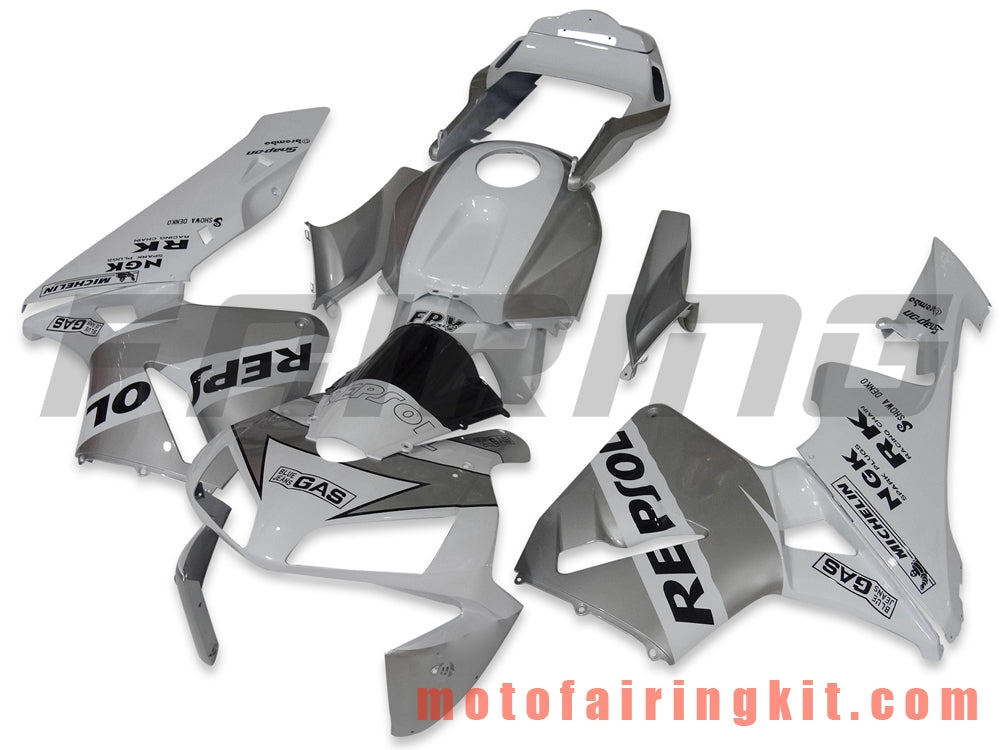 Fairing Kits Fit for CBR600RR 2003 2004 CBR600 RR 03 04 Plastic ABS Injection Mold Complete Motorcycle Body Aftermarket Bodywork Frame (Silver & White) B111