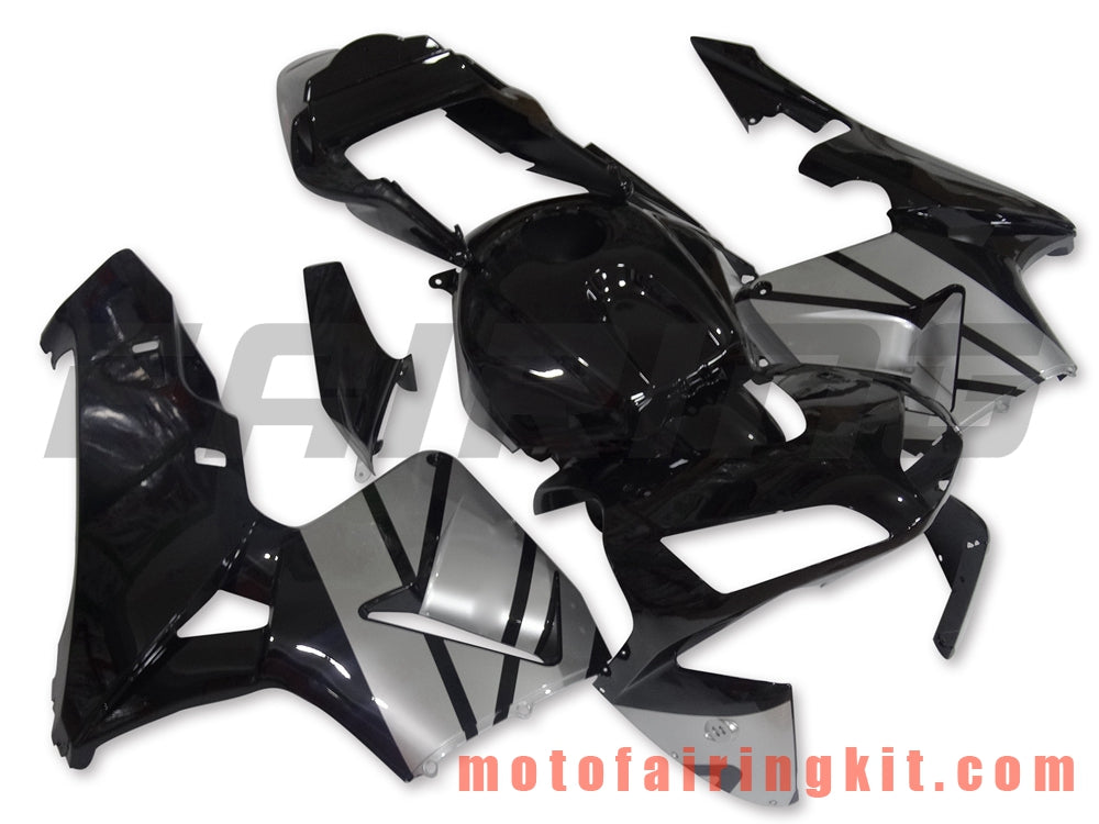 Fairing Kits Fit for CBR600RR 2003 2004 CBR600 RR 03 04 Plastic ABS Injection Mold Complete Motorcycle Body Aftermarket Bodywork Frame (Black & Silver) B125