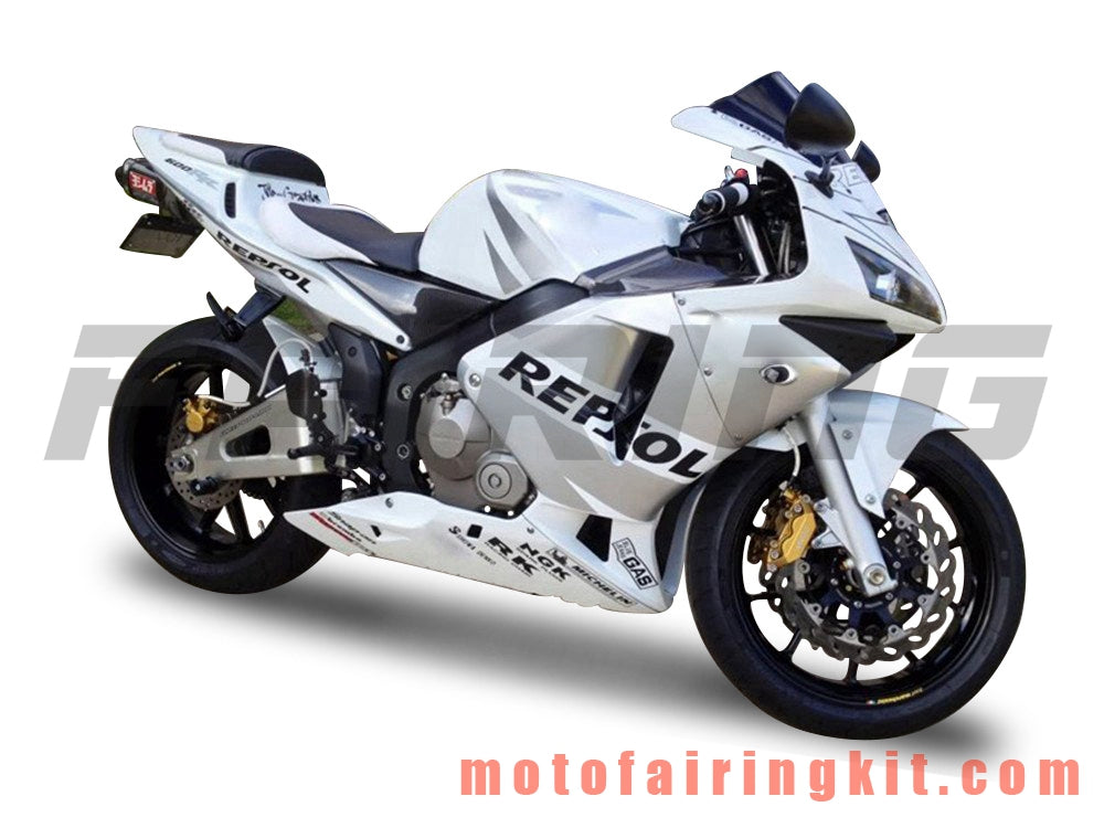 Fairing Kits Fit for CBR600RR 2003 2004 CBR600 RR 03 04 Plastic ABS Injection Mold Complete Motorcycle Body Aftermarket Bodywork Frame (Silver & White) B137