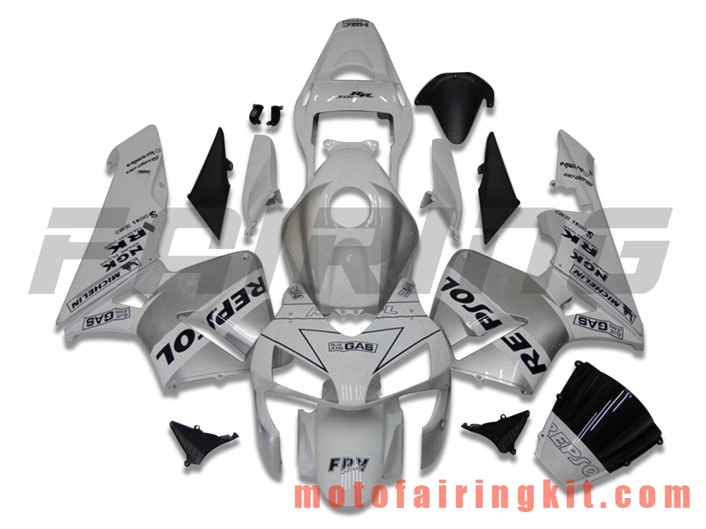 Fairing Kits Fit for CBR600RR 2003 2004 CBR600 RR 03 04 Plastic ABS Injection Mold Complete Motorcycle Body Aftermarket Bodywork Frame (Silver & White) B137