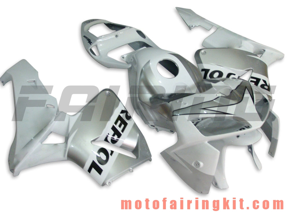 Kits de carenado aptos para CBR600RR 2005 2006 CBR600 RR 05 06 Molde de inyección de plástico ABS Carrocería completa para motocicleta Carrocería del mercado de accesorios Marco (blanco y plateado) B013