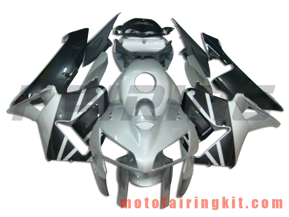 Fairing Kits Fit for CBR600RR 2005 2006 CBR600 RR 05 06 Plastic ABS Injection Mold Complete Motorcycle Body Aftermarket Bodywork Frame (Silver & Black) B014